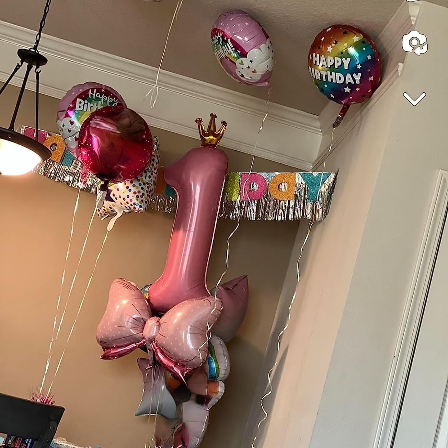 KEPMOV 7th Birthday Decorations for Girls — Pink 40in Number Balloon + Crown & Bow Set