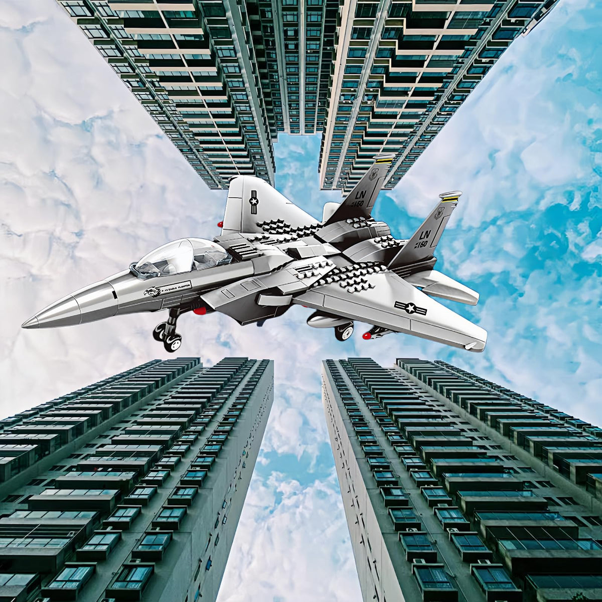 KERHENE F-15 Eagle Lego-Compatible 270-Piece Military Jet Toy for Kids 10+ and Adults