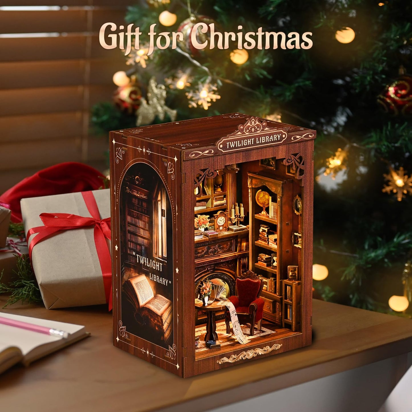 KERNOWO Book Nook Kit | DIY 3D Wooden Puzzles for Adults & Teens | Miniature Library House