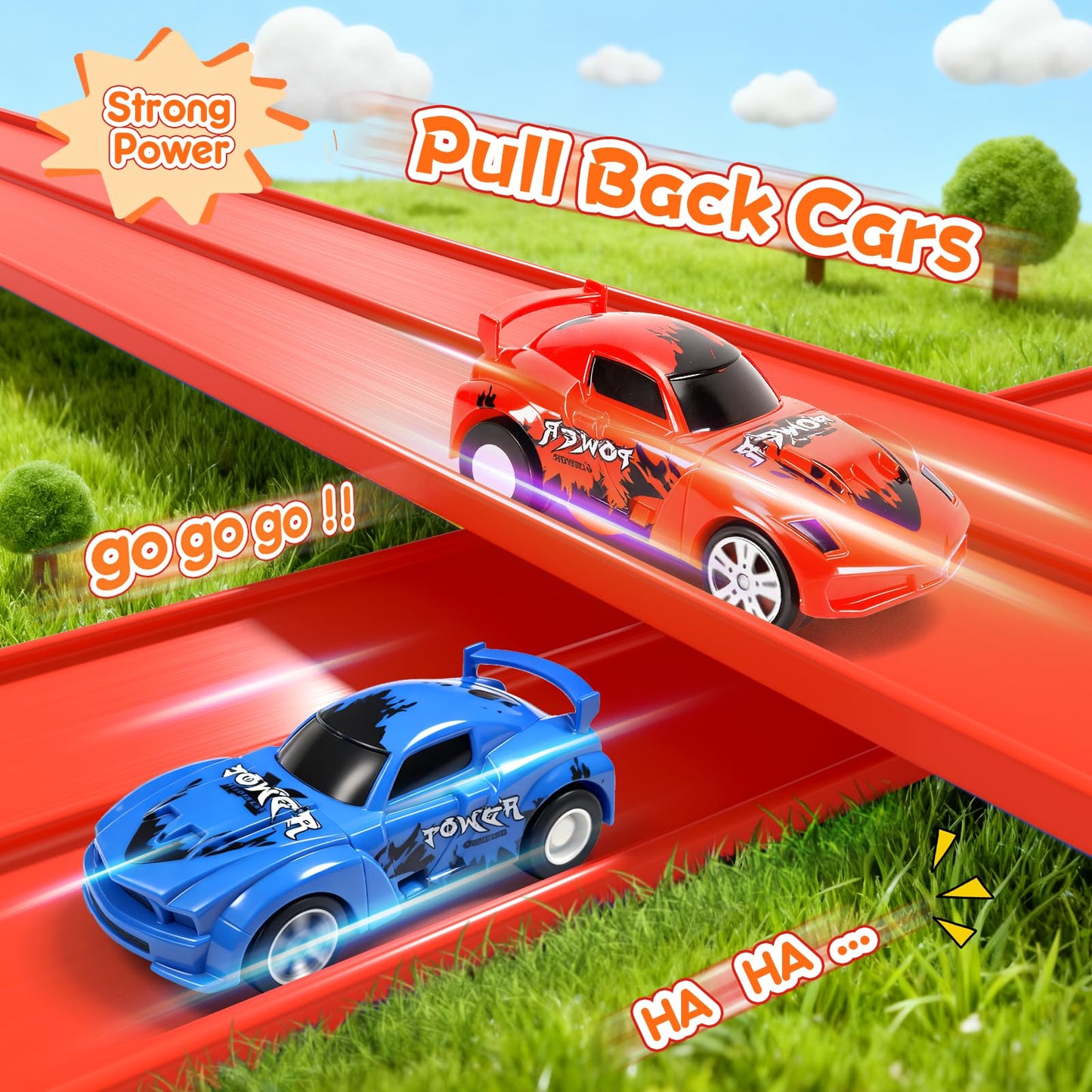 KETIEE Flex Tracks 16 Ft – Flexible Race Track for Kids with 2 Cars & 4 Suction Cups