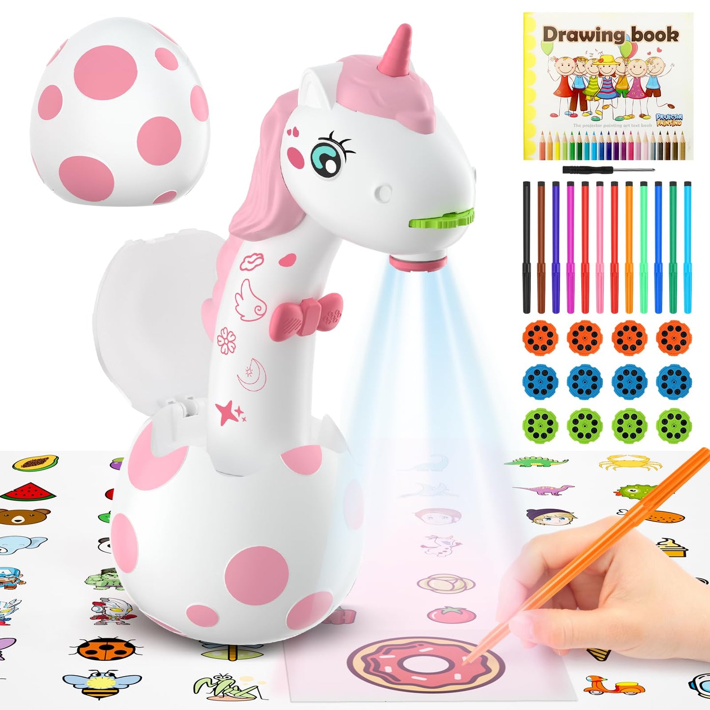 KETIEE Unicorn Drawing Projector Toys for Kids 5-7 | 96 Patterns, 12 Discs