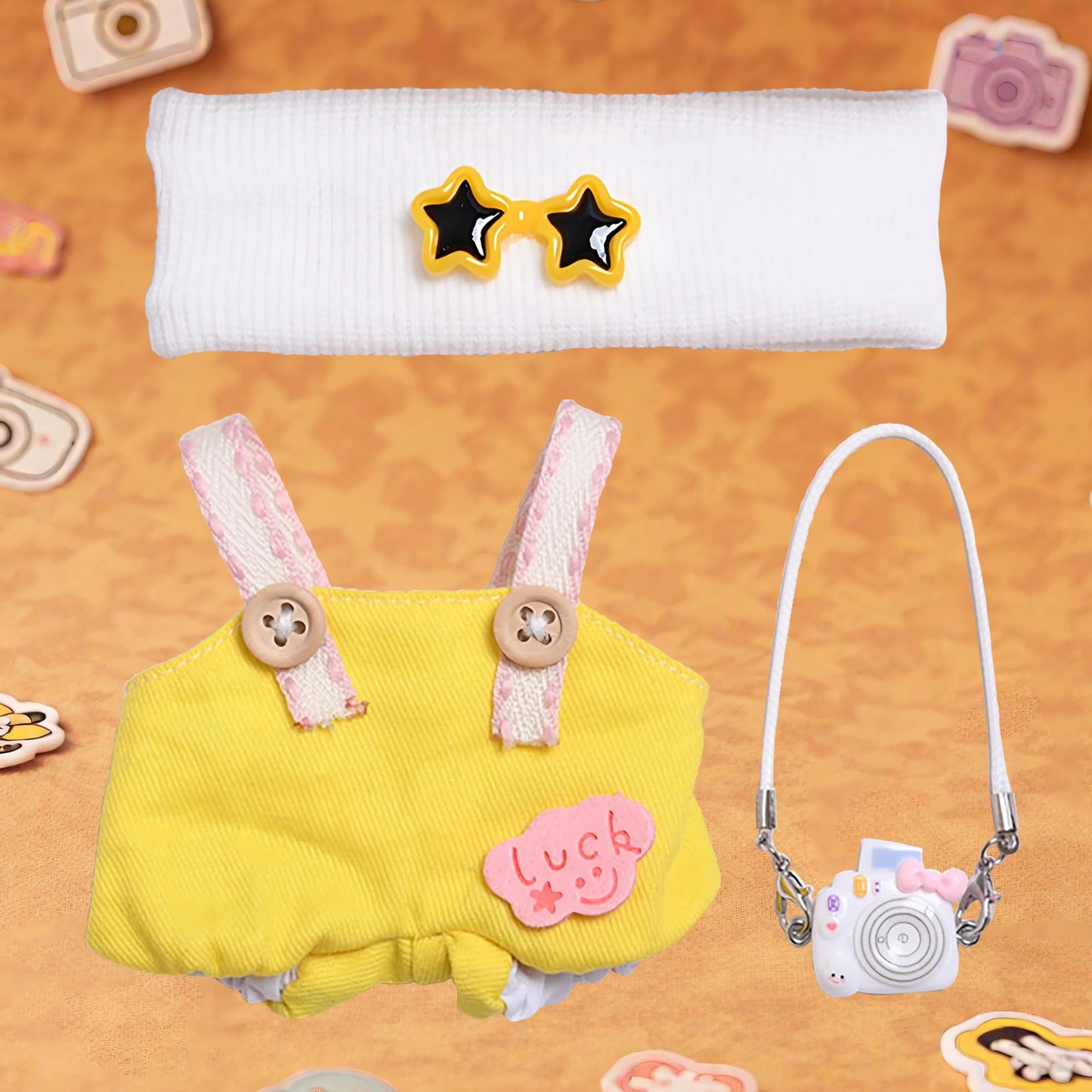 KHOXU 17cm Doll Clothes – 3-Piece Set (Yellow) for 17cm Dolls
