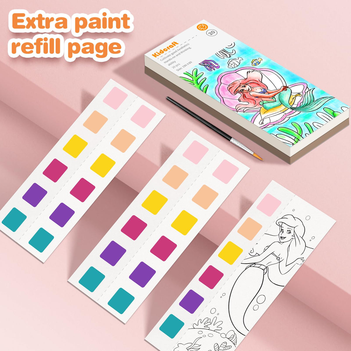 Kidcraft Paint with Water Coloring Book Kit – Mess-Free Mermaid Travel Set for Kids 4–8