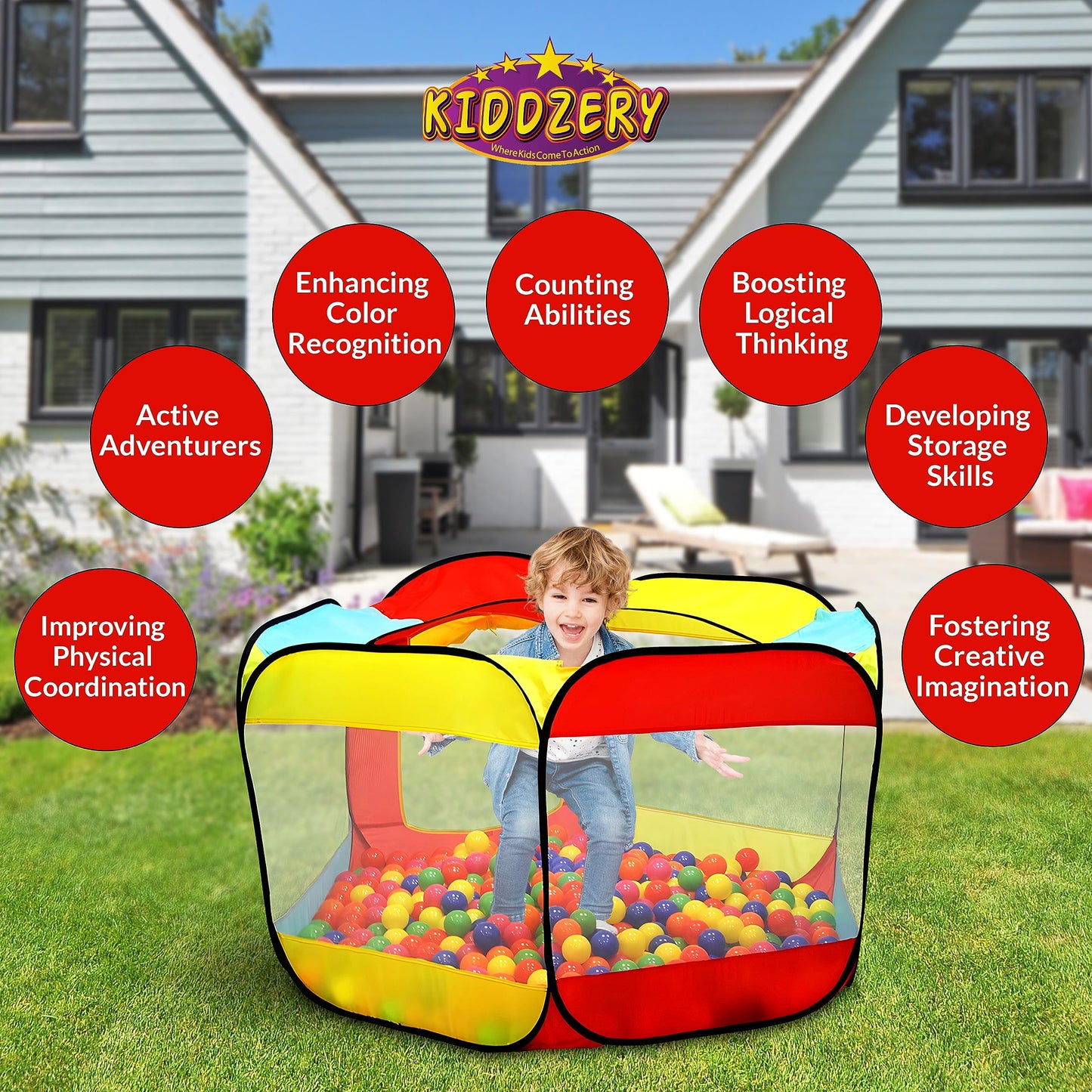 Kiddey Kids Ball Pit Pop Up Large Tent – Indoor & Outdoor Toddler Play Space