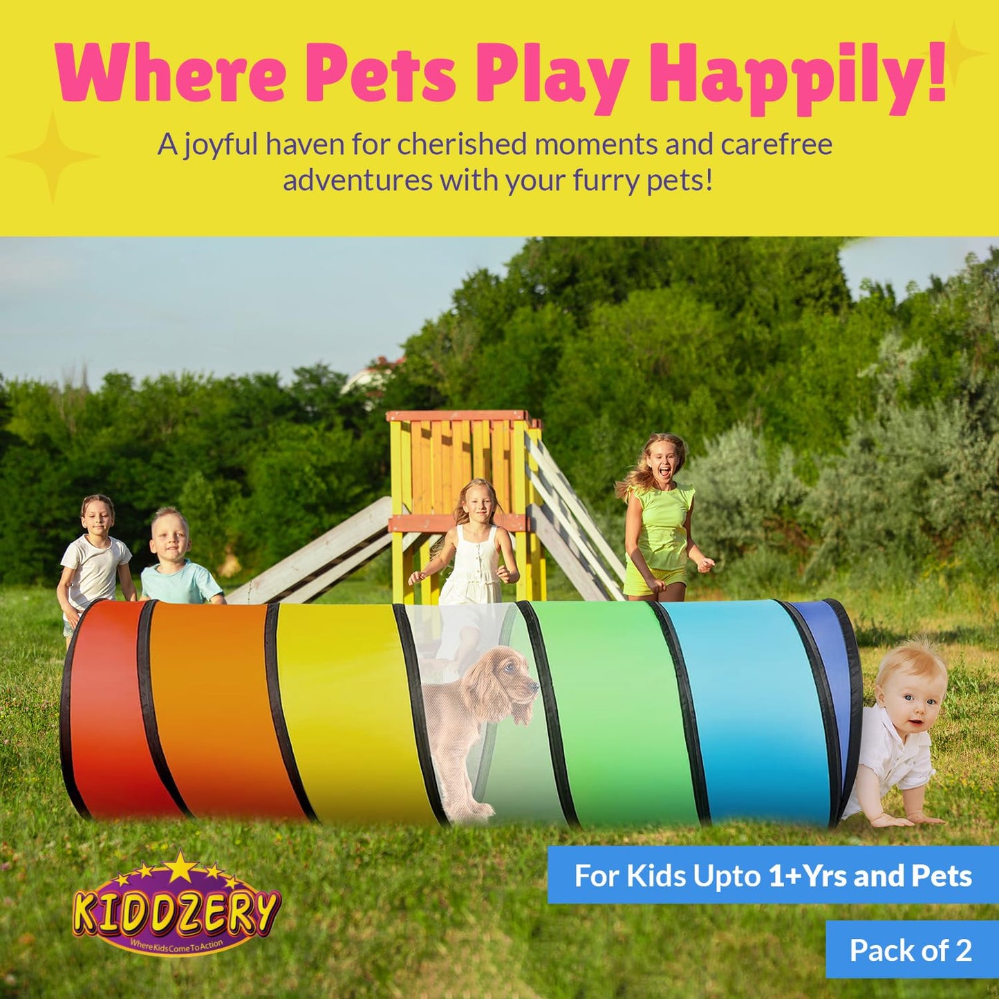Kiddey Kids Play Tunnel Set – Double Pop-Up Tunnels for Indoor & Outdoor Fun