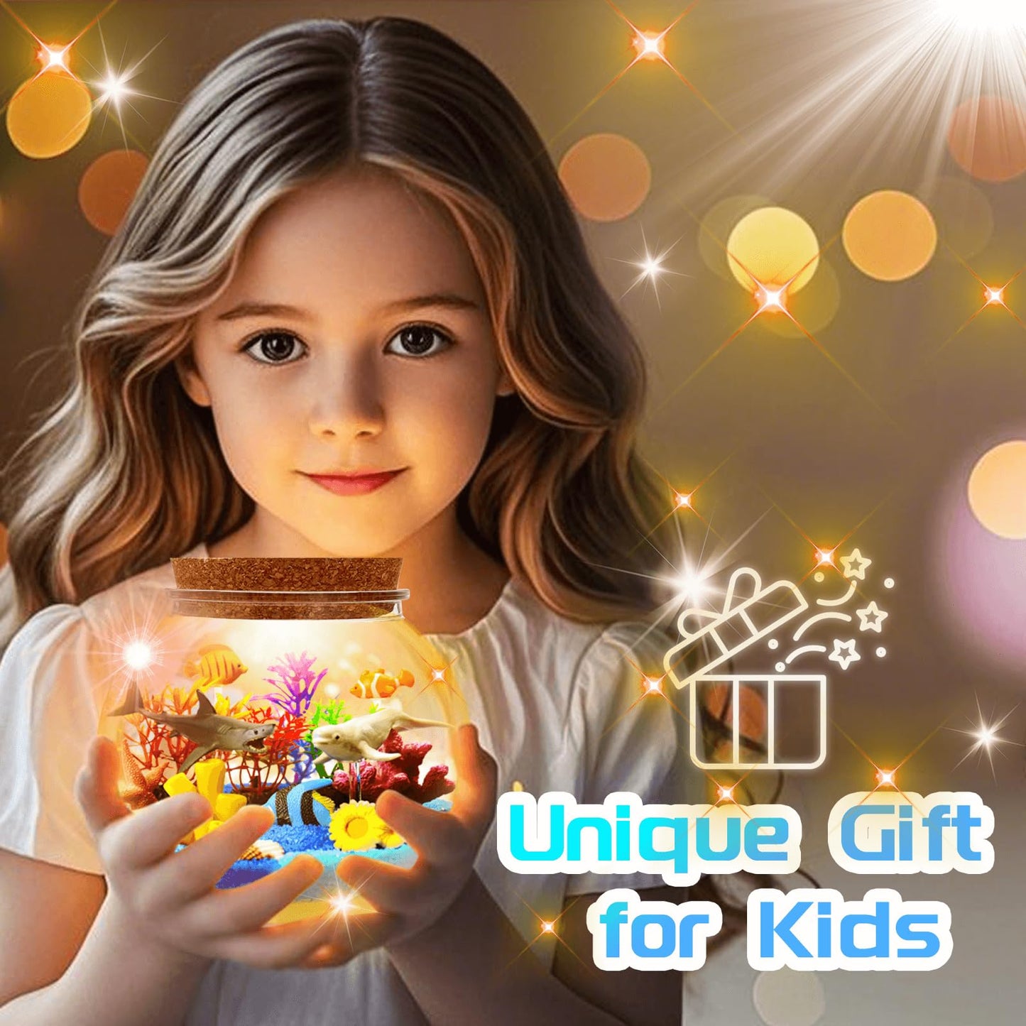 kiddgroo Ocean Light Up Terrarium Kit for Kids – LED Night Light (Ages 4-12)