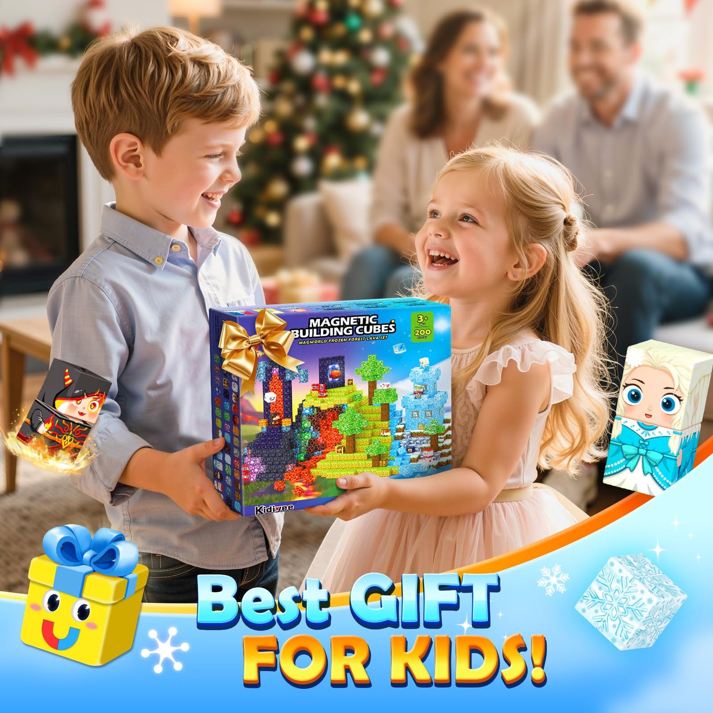 Kidiyee 200PCS Magnetic Blocks – Build Mine Magworld | STEM Building Toys for Kids 4-12