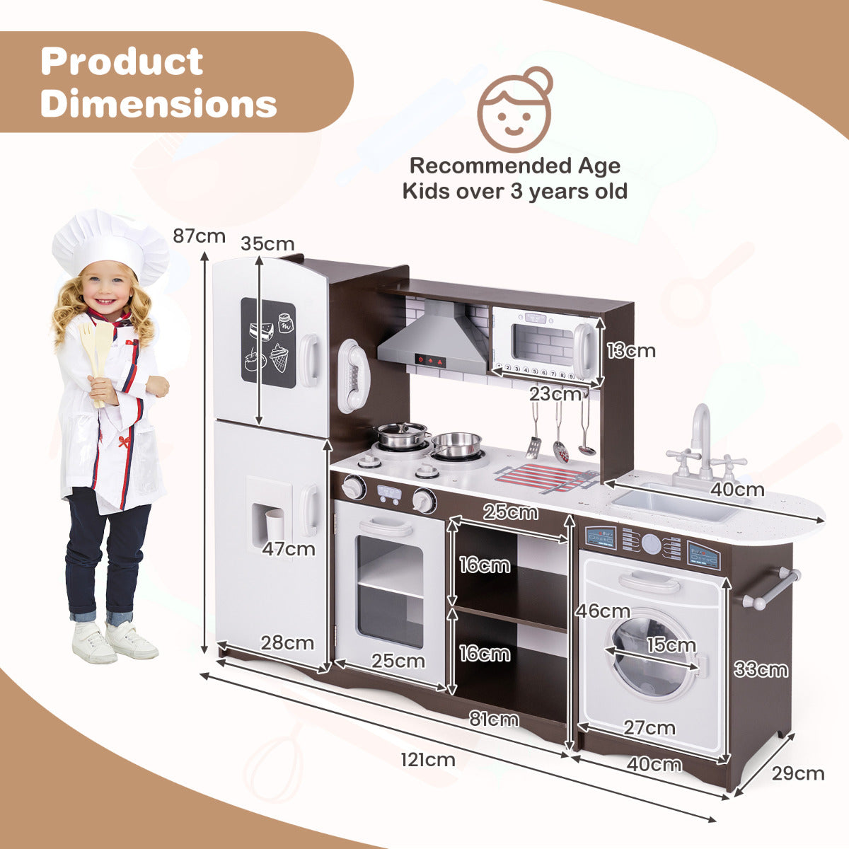 Kids Kitchen Playset with Realistic Lights and Sounds-Coffee