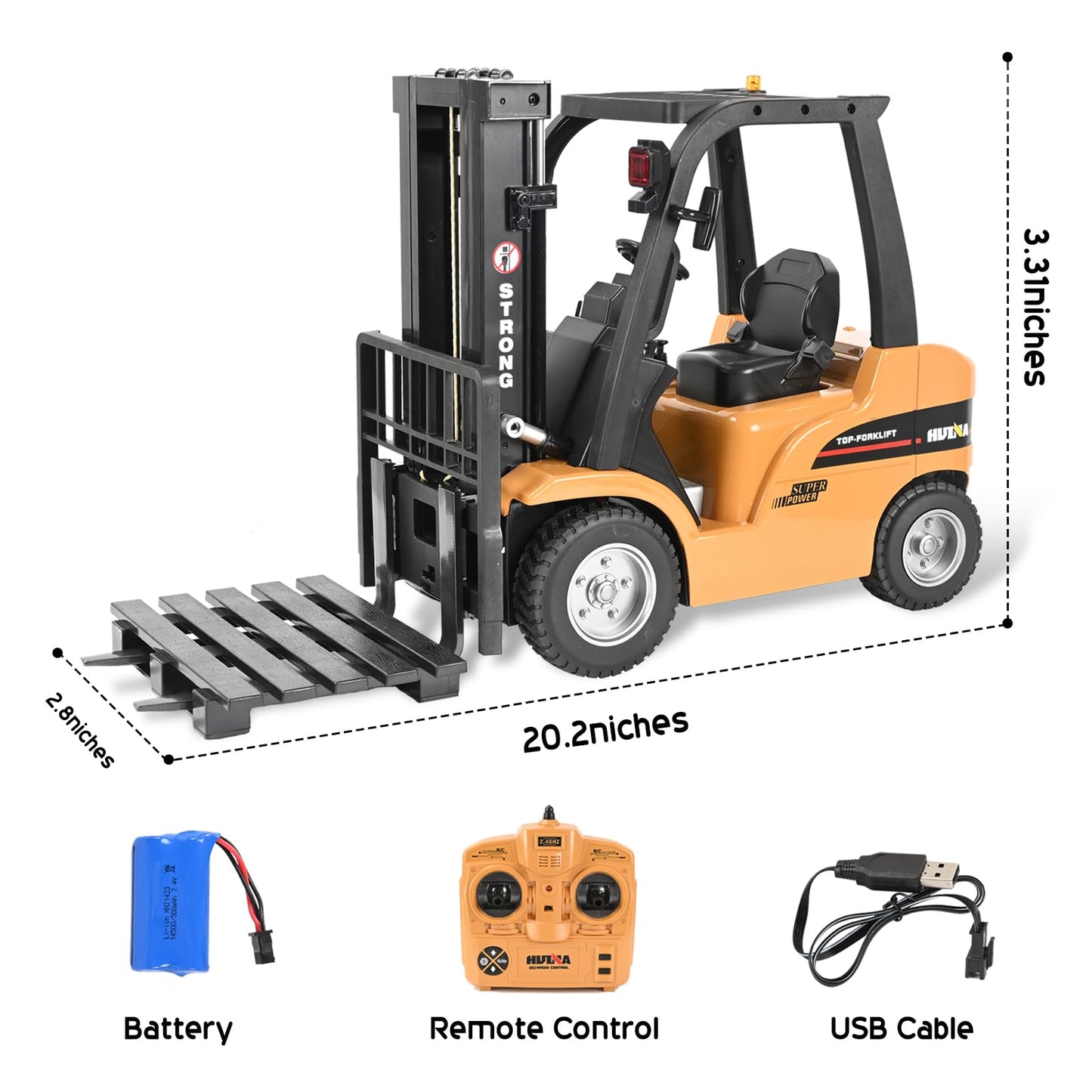 KidsFaves Giant Remote Control Forklift 1:10 Scale – 13 Inches Tall, 8-Channel RC Toy Truck