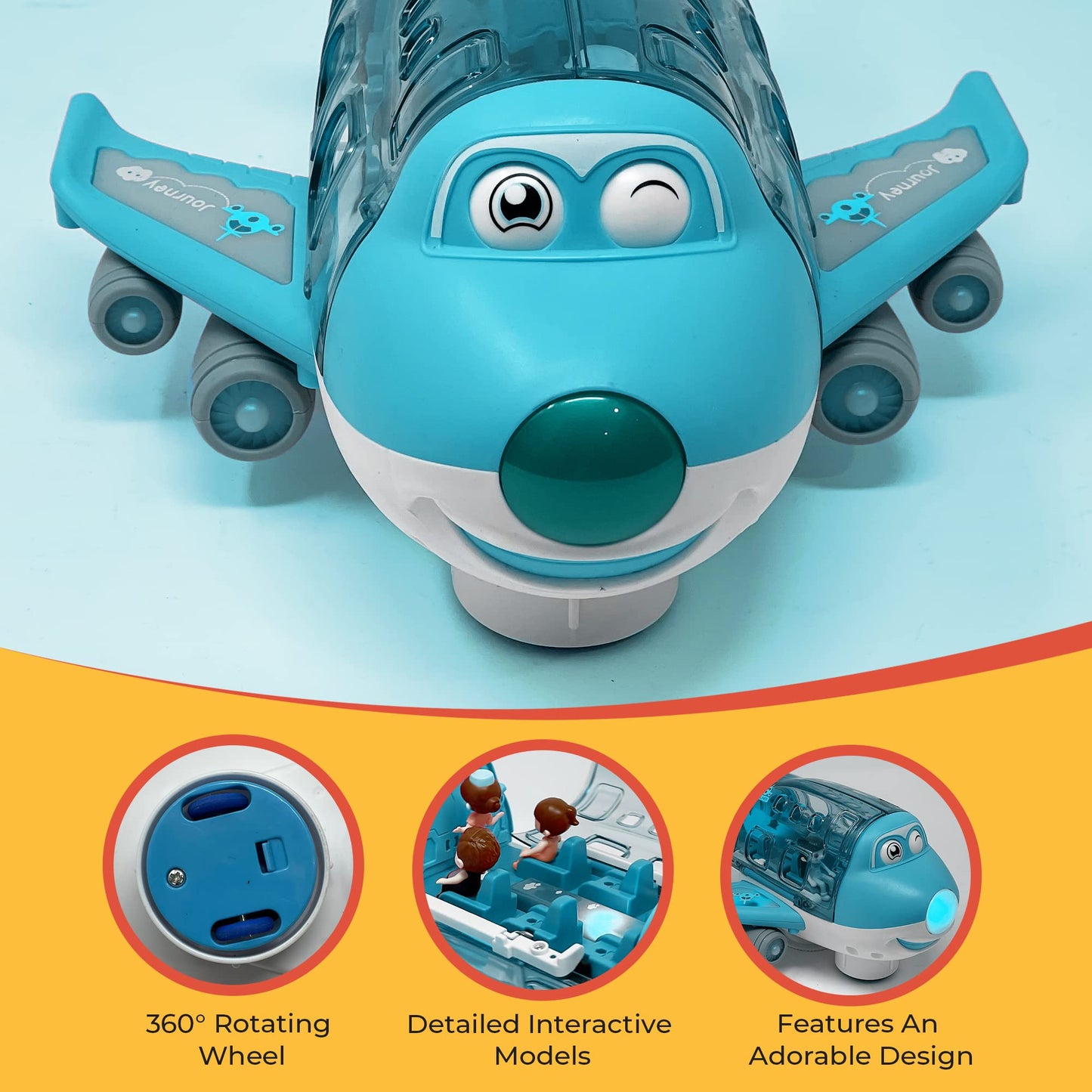 Kidsthrill Kids Airplane Toy with Bump & Go, Flashing Lights & Sounds – Ages 3-12