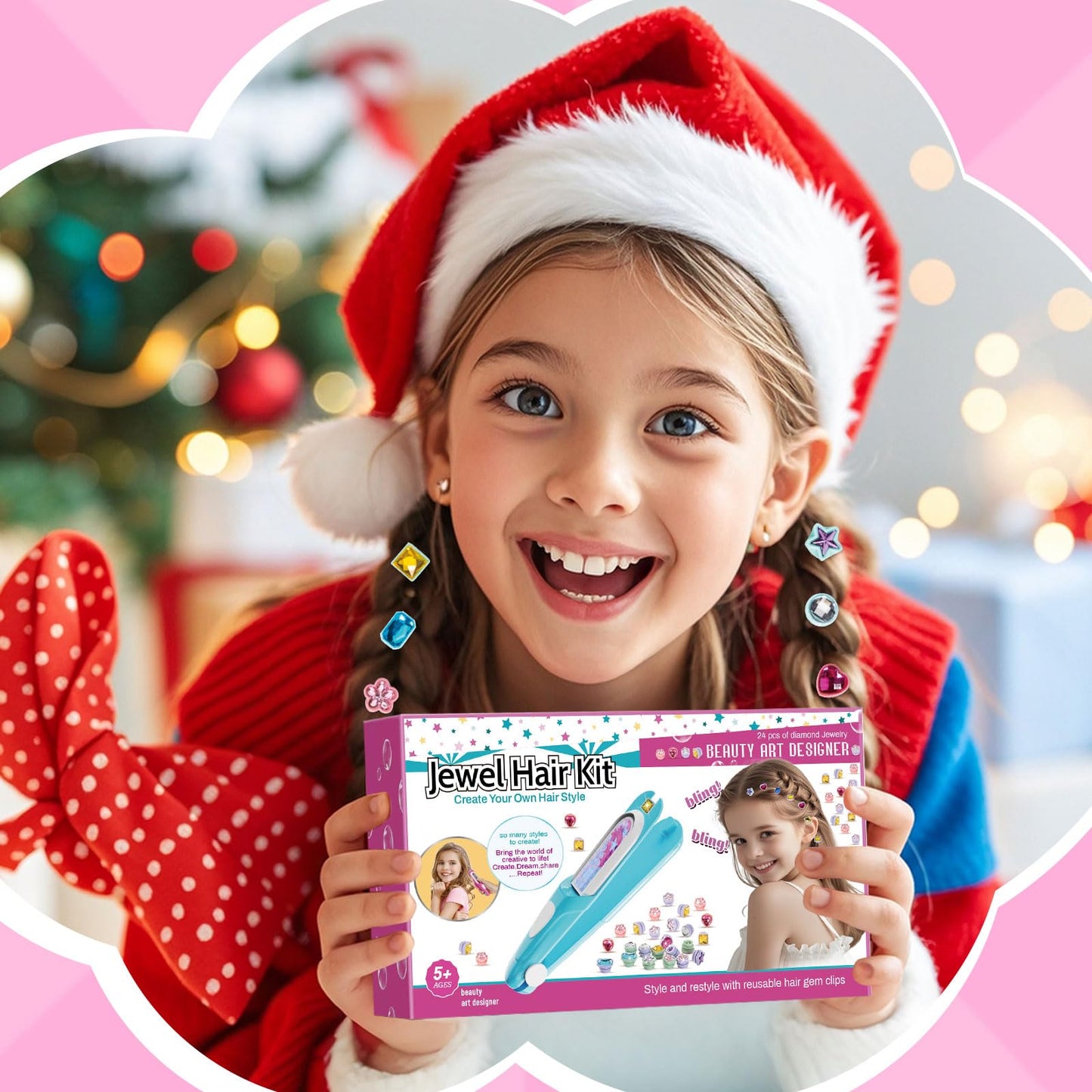 Kidzkube Hair Gem Stamper Kit – Reusable Diamonds & Sparkling Hair Jewels