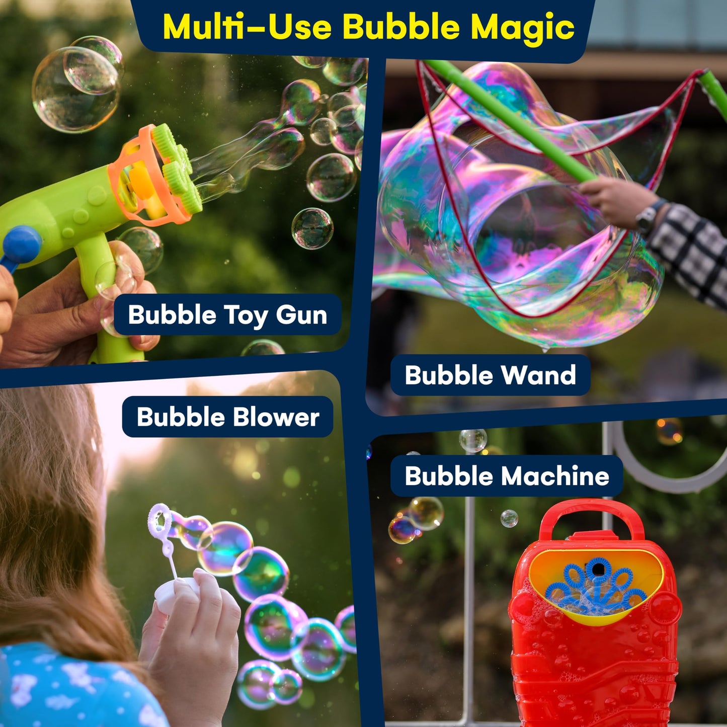 Kidzlane Bubbles Solution Refill 67.63 oz - Large Easy-Grip Bottle for Bubble Machines, Wands & Guns