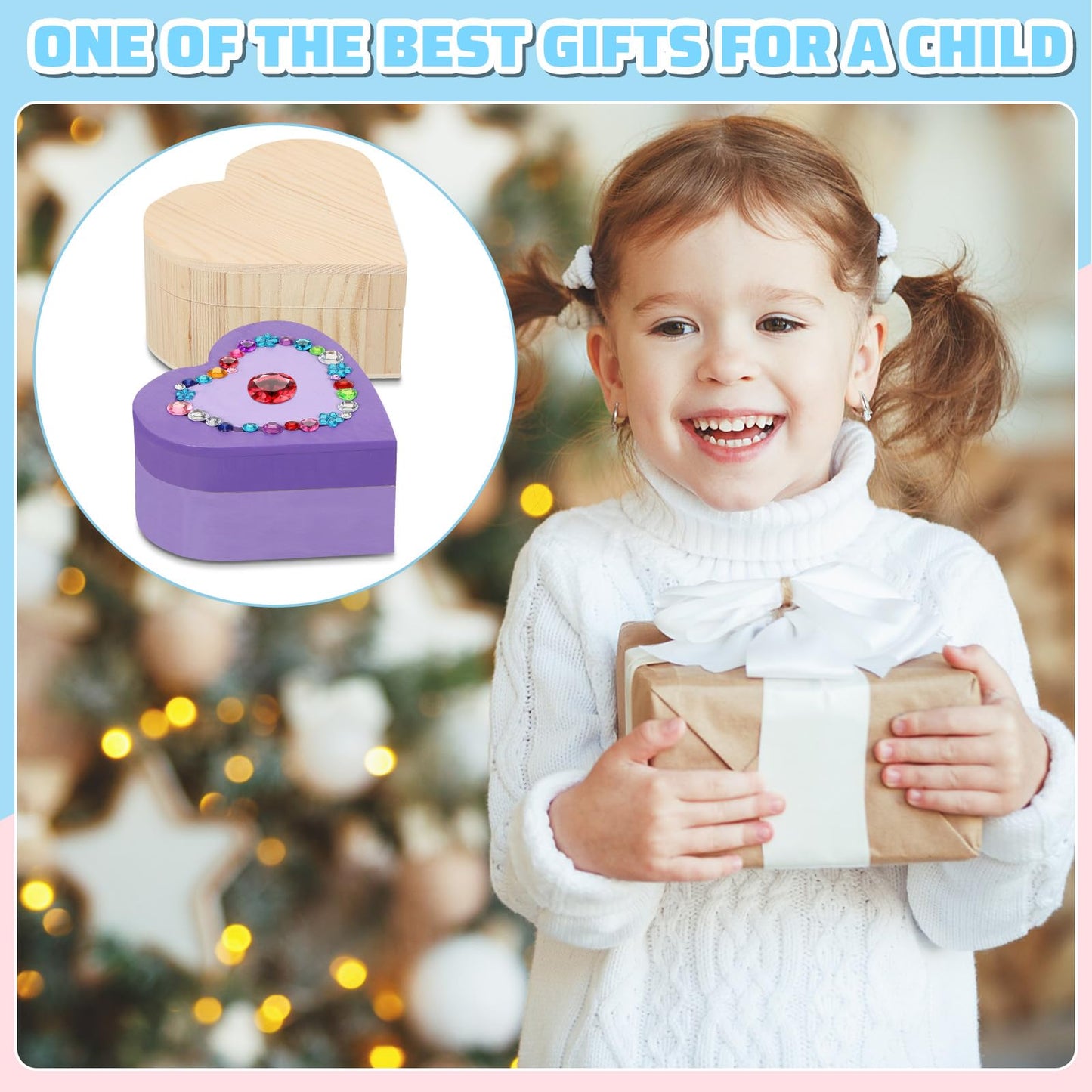 Kigley 6-Set Paint Your Own Heart Box Kit – DIY Wooden Boxes for Kids Ages 3-12