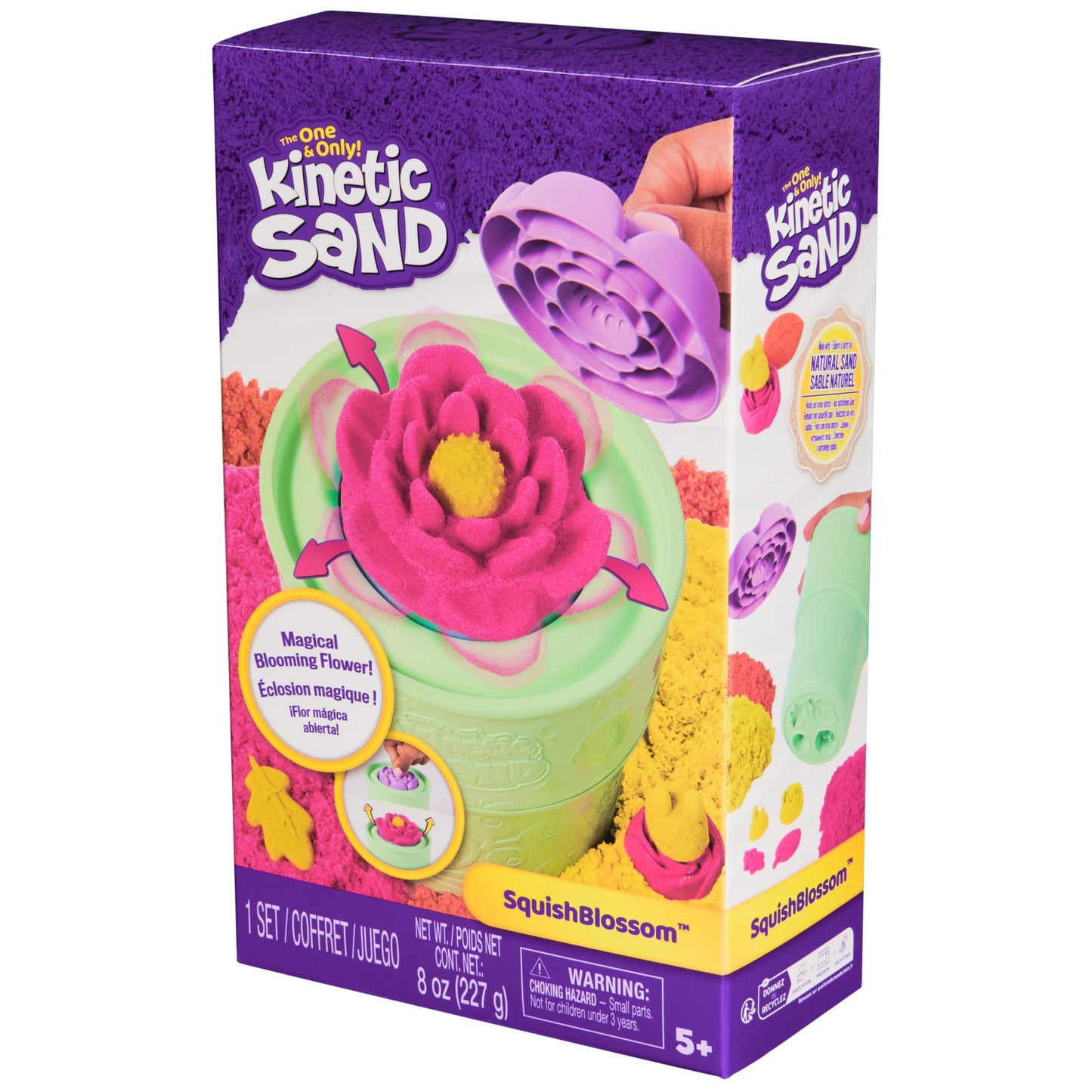 Kinetic Sand SquishBlossom Blooming Flower Kit – Neon Pink & Yellow, 8oz
