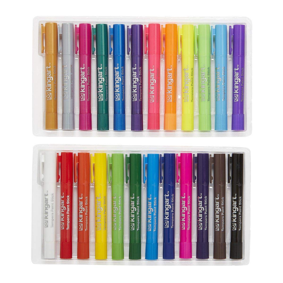 KINGART Tempera Paint Sticks – 24 Rich Colors, Quick-Dry, Non-Toxic, Mess-Free Kids' Art
