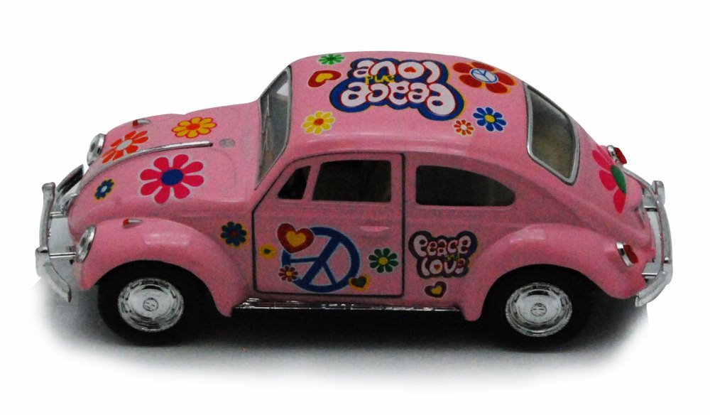 KiNSMART 1967 VW Beetle Pastel – Peace & Flower Decals, 1:36 Die-Cast