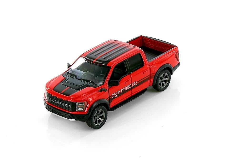 KiNSMART - 2022 Ford F-150 Raptor 1:46 Die Cast Model Truck (Red + Decals) – Set of 4