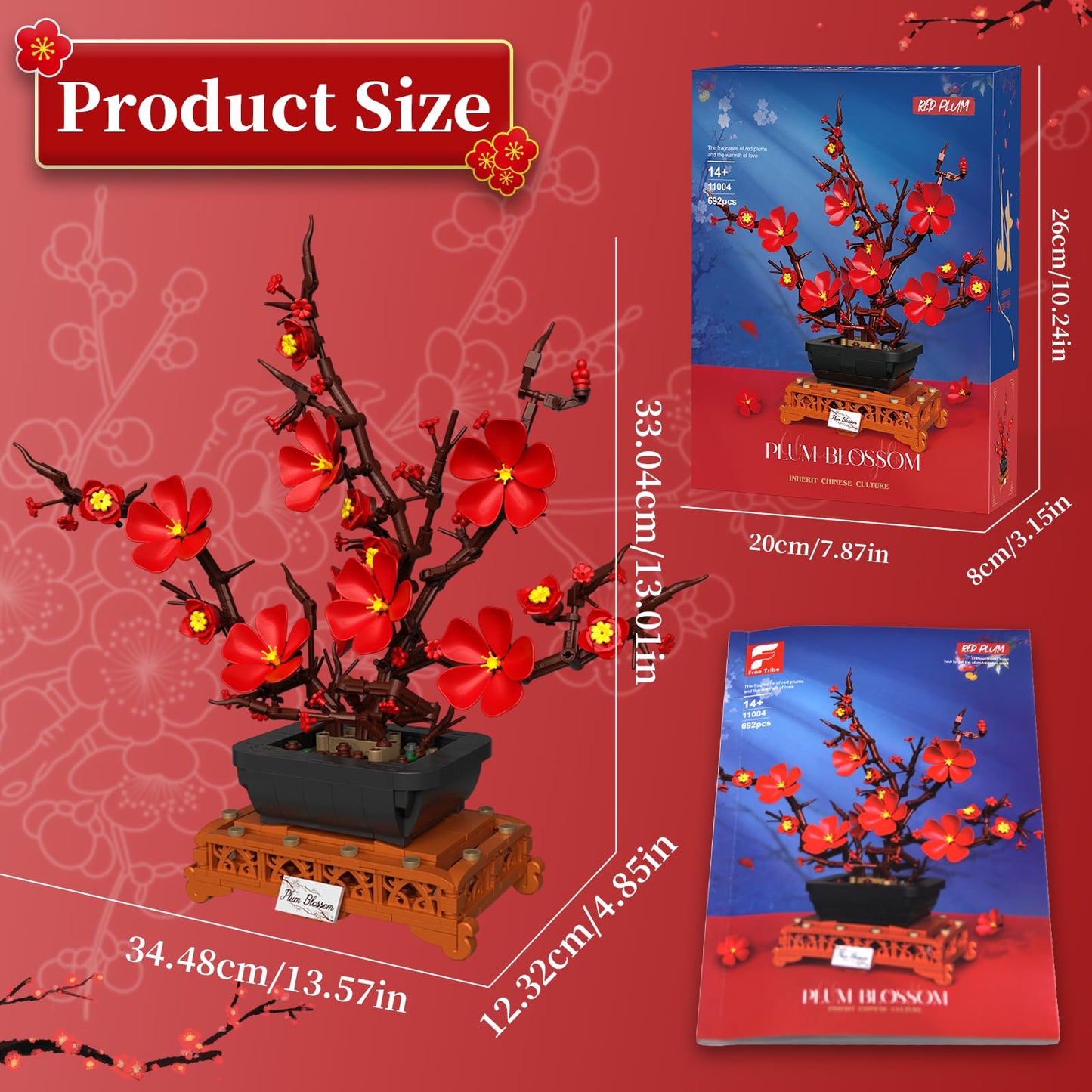 Kiothdre Plum Blossom Building Sets for Adults & Women – 692PCS Floral Bouquet Kit