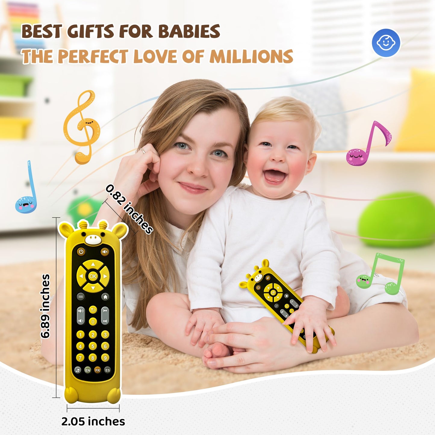 KIRALUMI Baby Remote Control Toy with Giraffe Silicone Cover | Educational Musical Toy for 6–18 Months