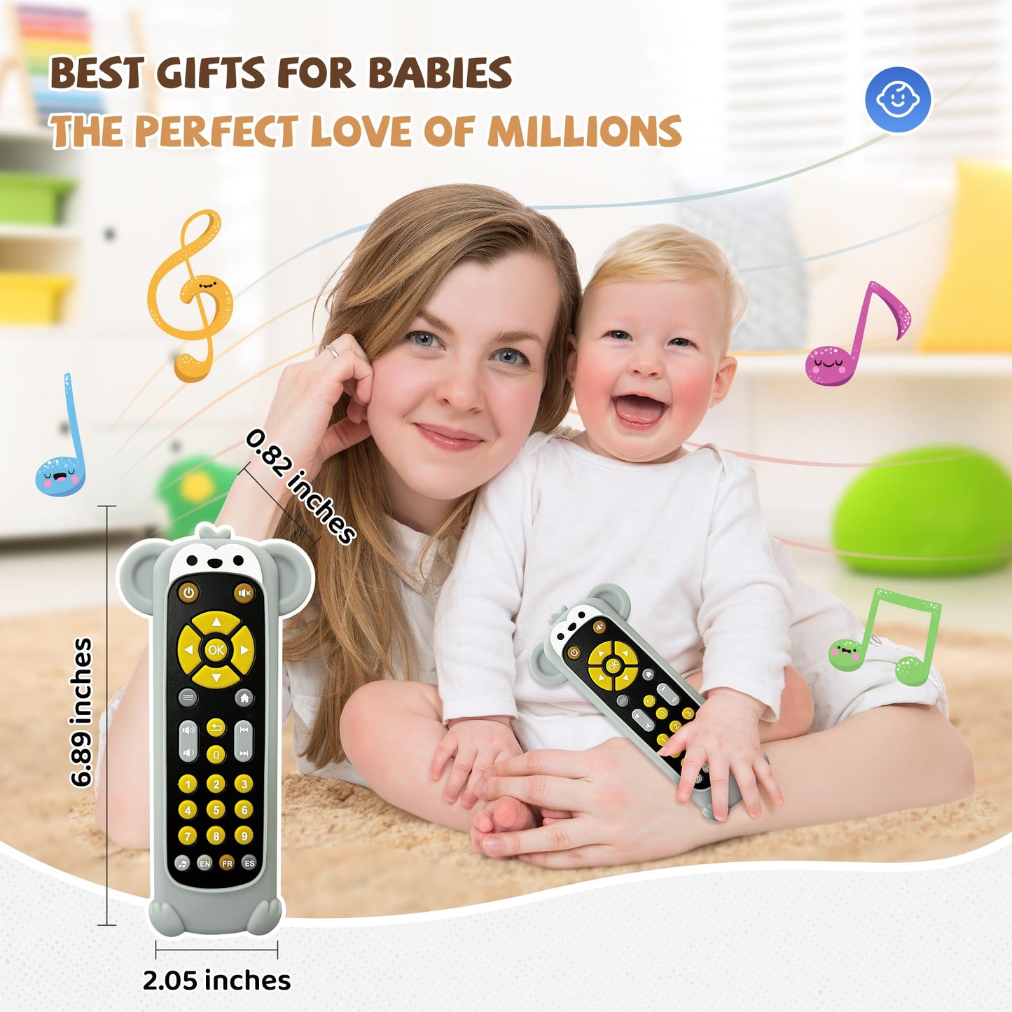KIRALUMI Baby Remote Control Toy with Monkey Silicone Cover – Educational Musical Toy for 6–18 Months