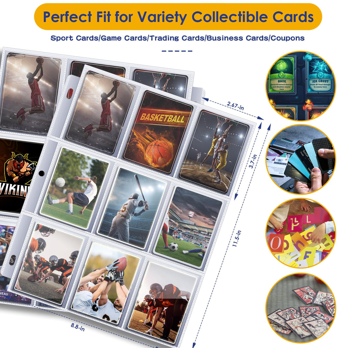 Kitoyz 900 Pockets Card Binder - Durable PU Leather Card Album for Trading and Sports Cards