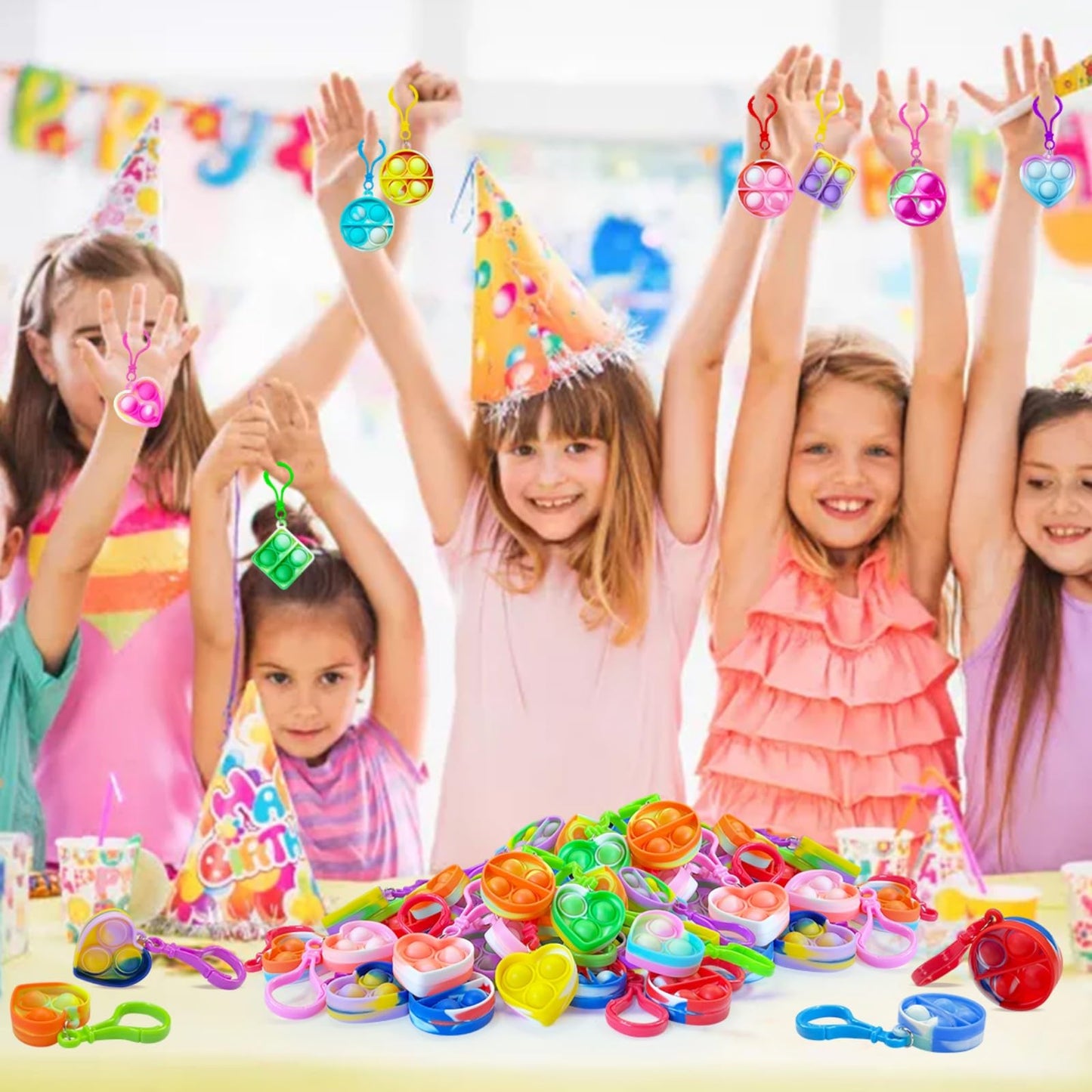 Kitysey Mini Pop Fidget Keychain 30-Pack – Colorful Silicone Toys for Kids