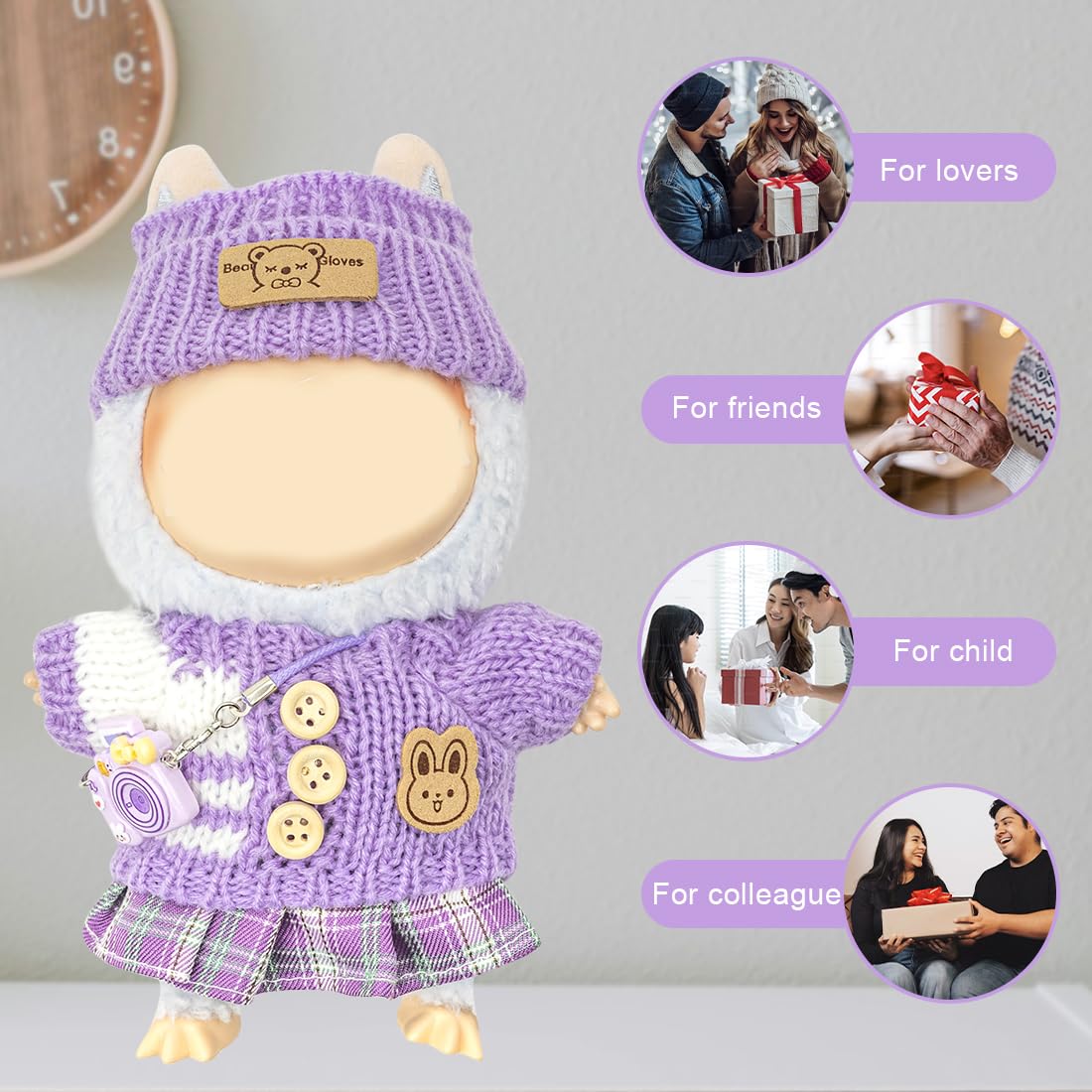 KIYEREE Lububu 17cm Doll Clothes Set – Cute Dress Up Outfit & Accessories