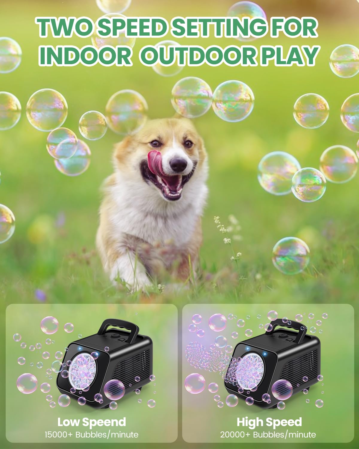Kizmore Bubble Machine – Automatic Bubble Blower for Kids, 20,000+ Bubbles/Min, Battery-Operated Indoor/Outdoor