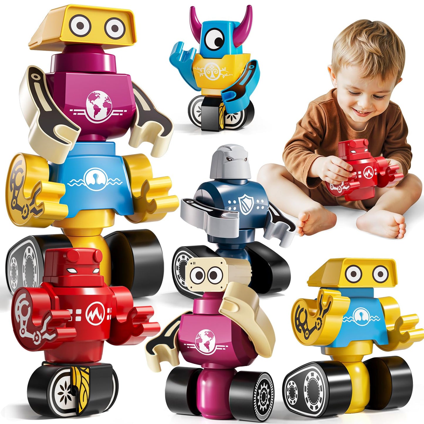 KIZONLY Magnets Robot Building Toys for Kids 3-8 | 36-Piece Monster Blocks with Storage Box