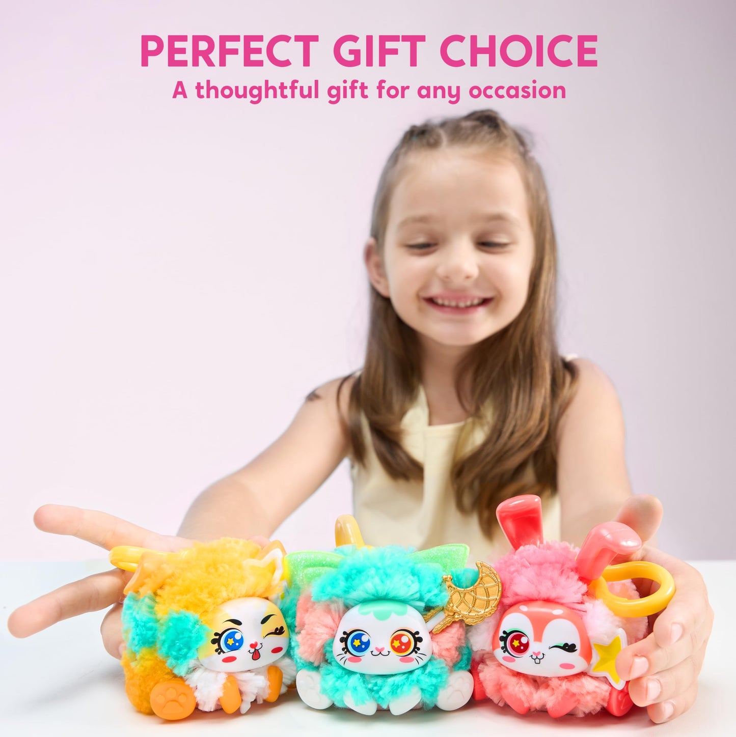 Klever Kits DIY Plush Keychain Craft Kit – 3-Model Set for Kids 6+ (Kit Includes Kitty, Puppy & Rabbit)