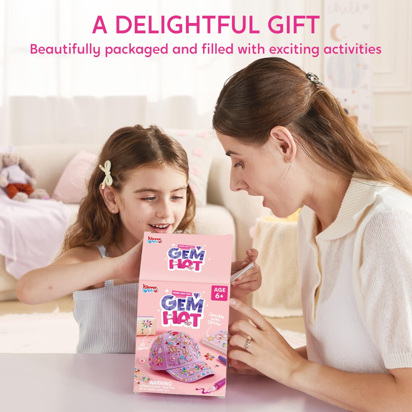 Klever Kits Gem Hat Kit for Girls – DIY Cap Decorating with Gems
