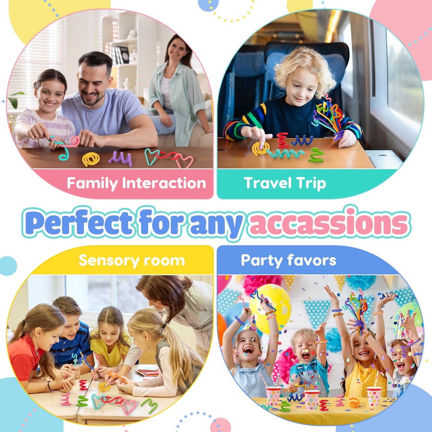 KLT Sensory Fidget Sticks – 8 Pack Silicone Calming Toys for Kids