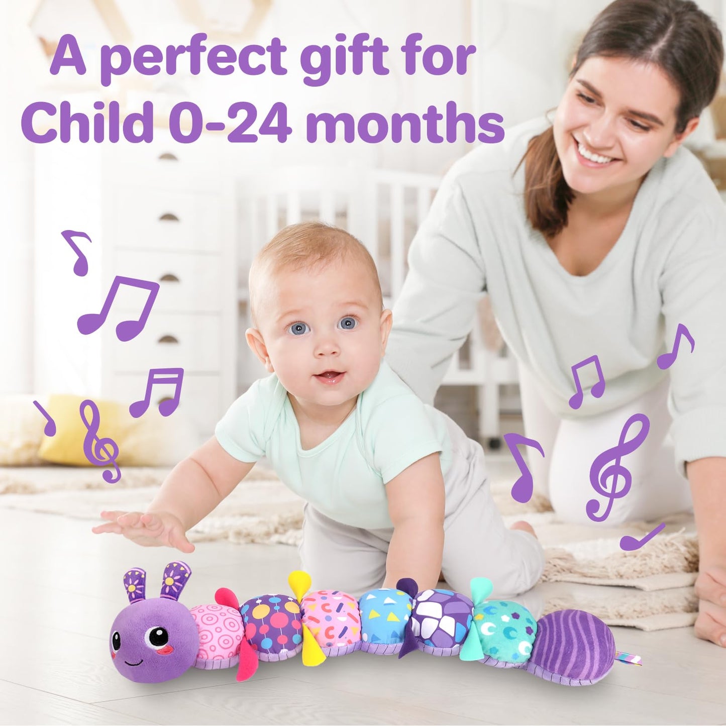 KMUYSL Baby Toys 0–12 Months – Sensory Animal Plush with Crinkle, Rattle & Squeaker