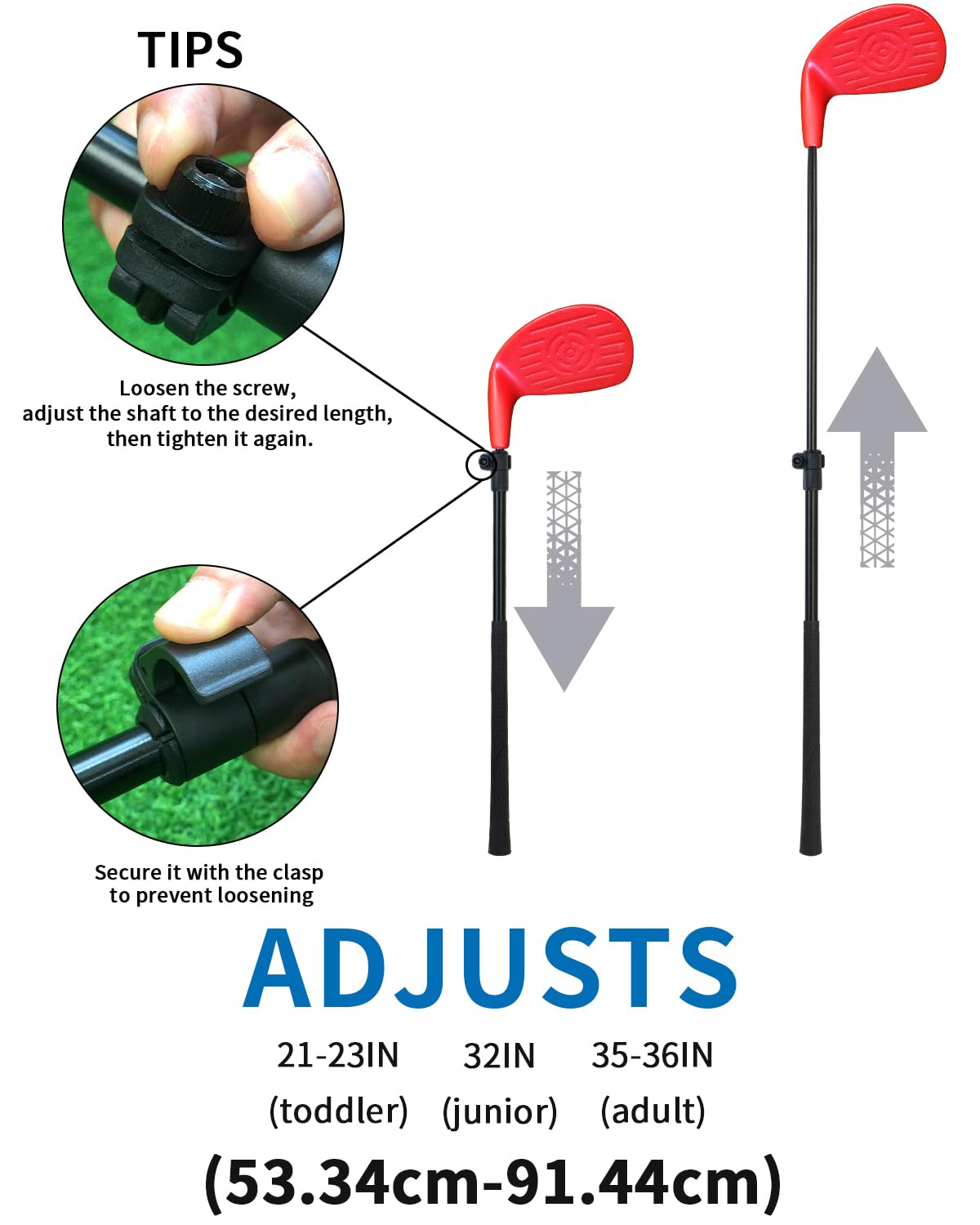 KOFULL Backyard Golf Clubs 2-Pack with Extendable Shaft – 21-35 inches, Right-Handed, Red