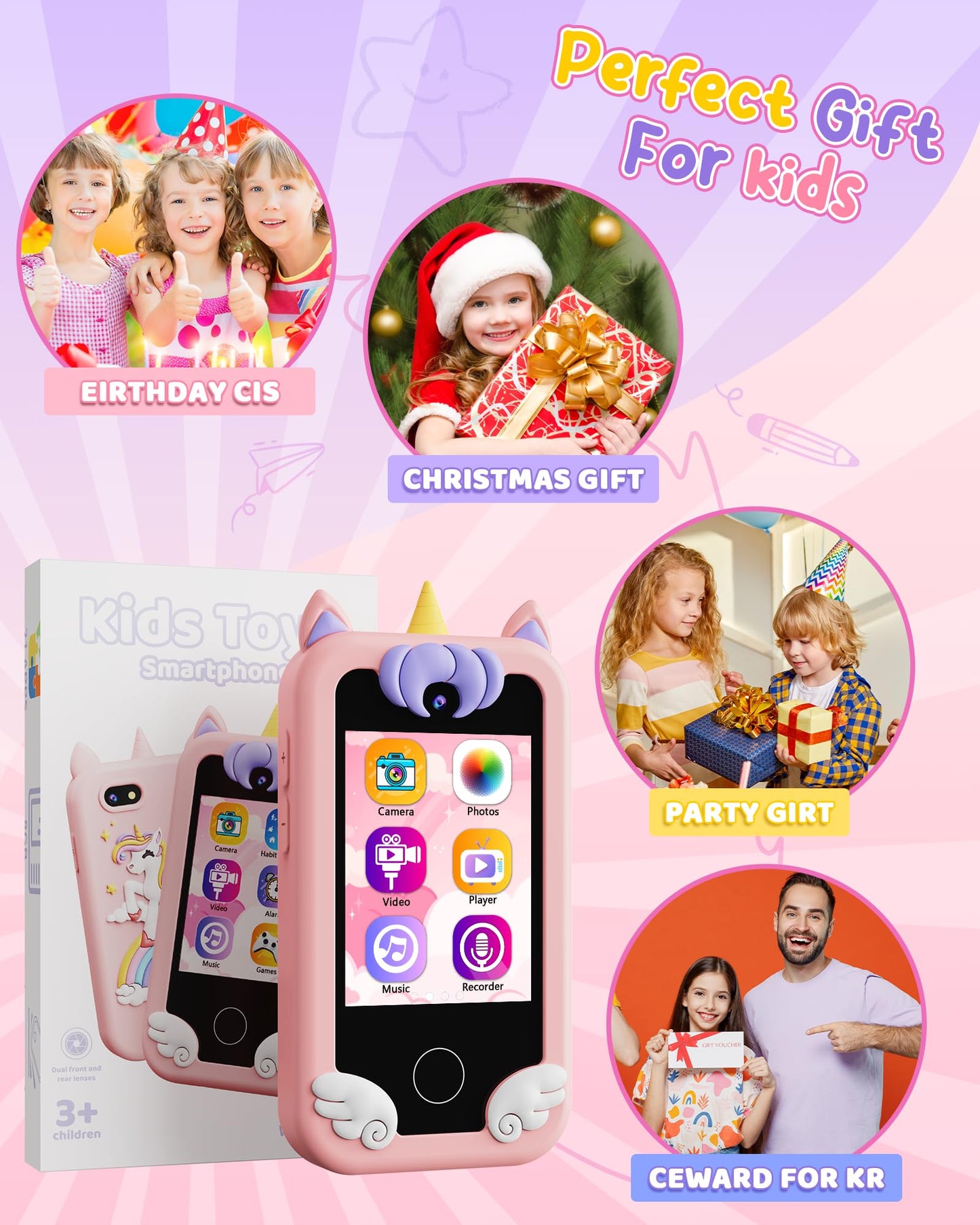 KOKODI Kids Smart Phone Toy - Dual Camera Touchscreen for 3-10 Year Olds