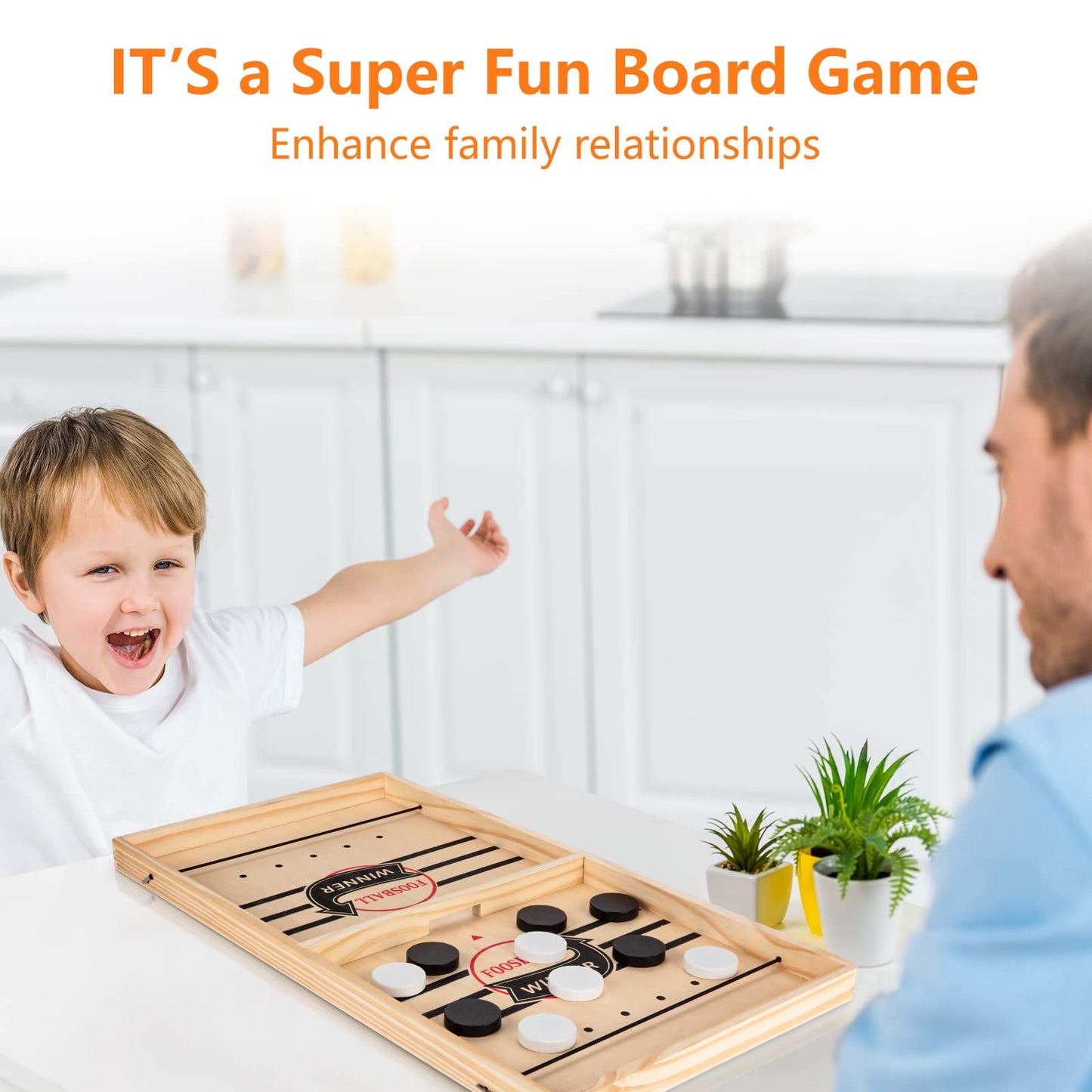 Kongwal Fast Sling Puck Game — Wooden 2-Player Tabletop Hockey