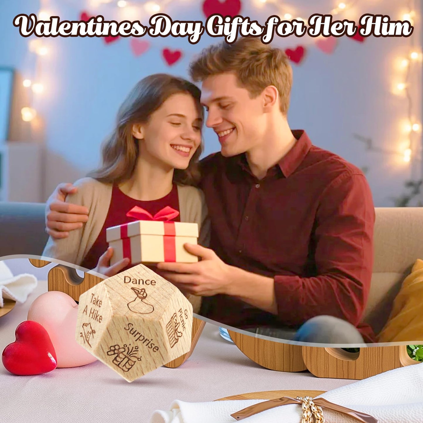kowgical Valentine’s Day Gifts: Wooden Date Night Dice for Him & Her | Couple Activities & Date Ideas