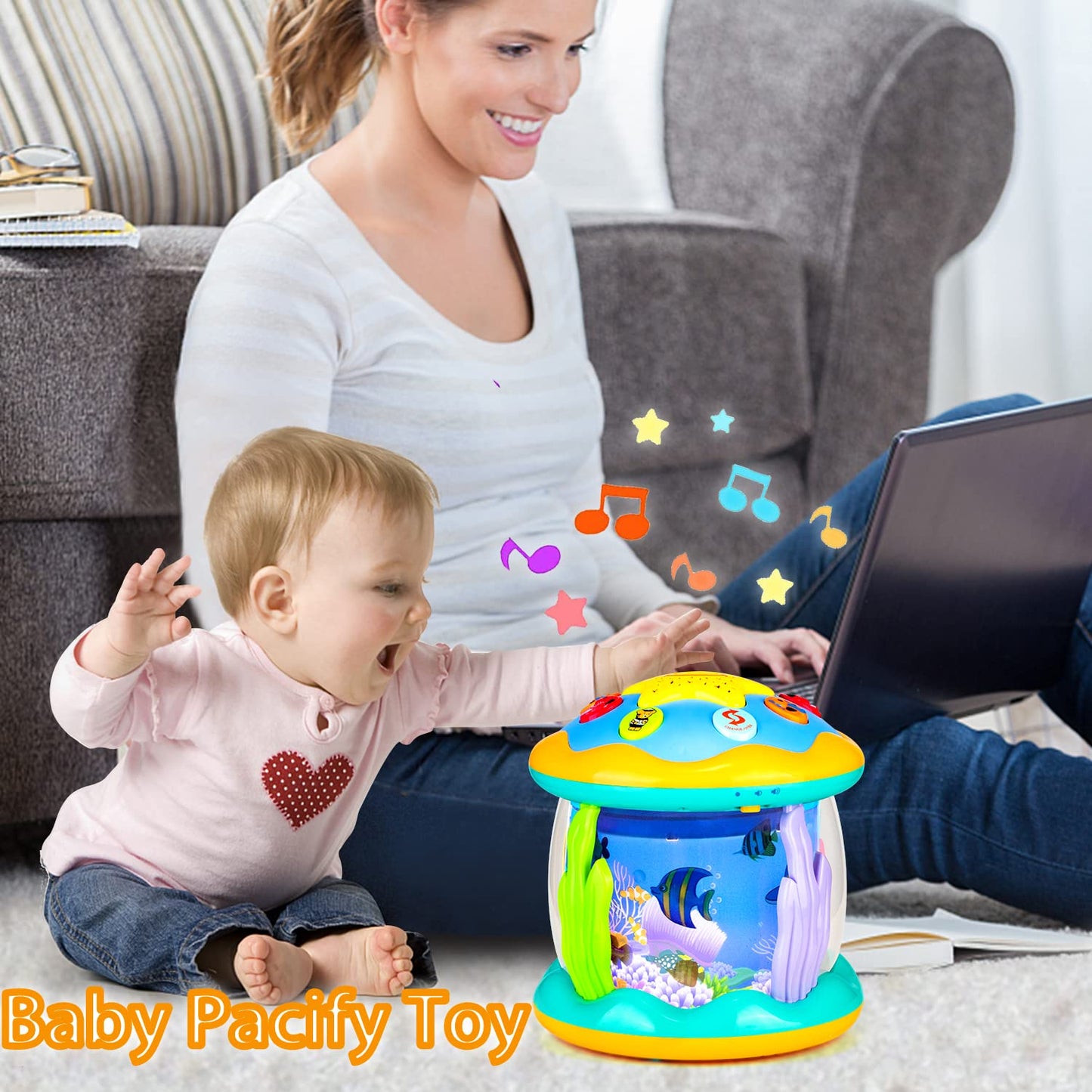 Koyiwa Musical Light-Up Tummy Time Toy – Ocean Projector for 6-18 Months