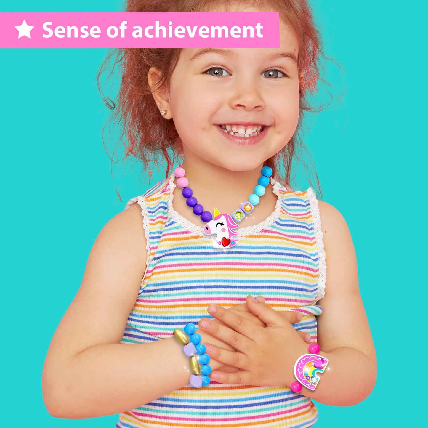 KRAFUN Unicorn Bracelet Kit for Girls – 14 Jewelry Projects with Beads, Charms & Threads