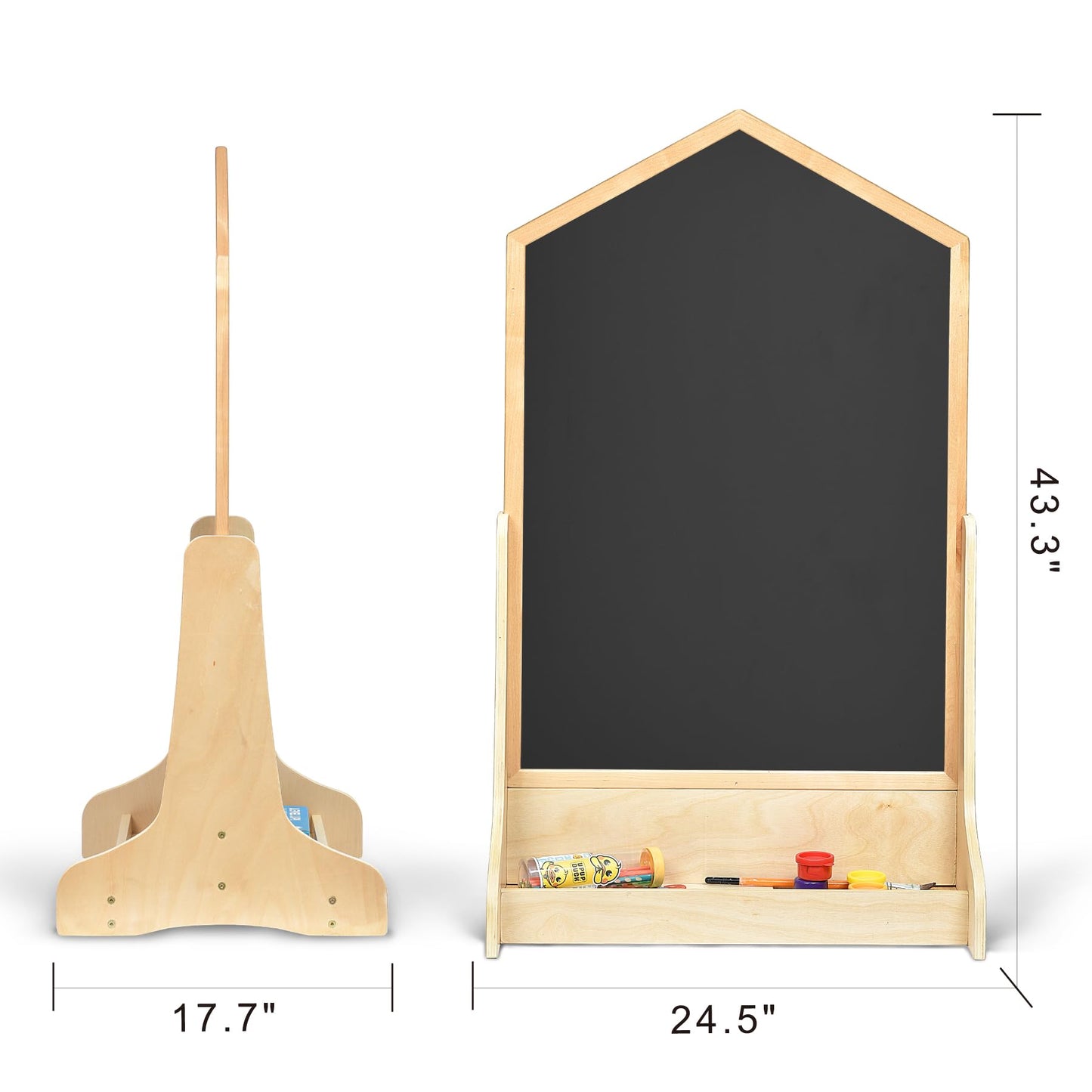 KRAND House Design Double-Sided Magnetic Drawing Board — Extra Large Wall-Mount Easel for Kids