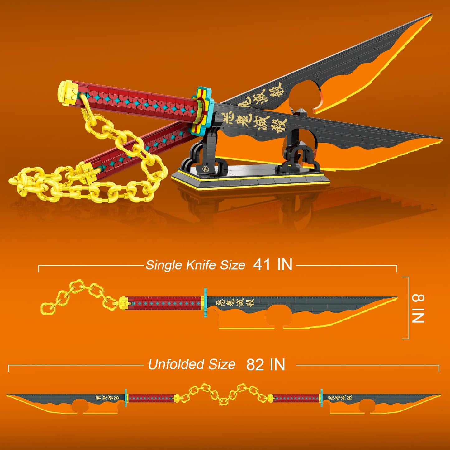 Kravkind 1478pcs 82-inch Samurai Sword Building Block Model with Scabbard & Stand | Ideal Gift for Anime Fans
