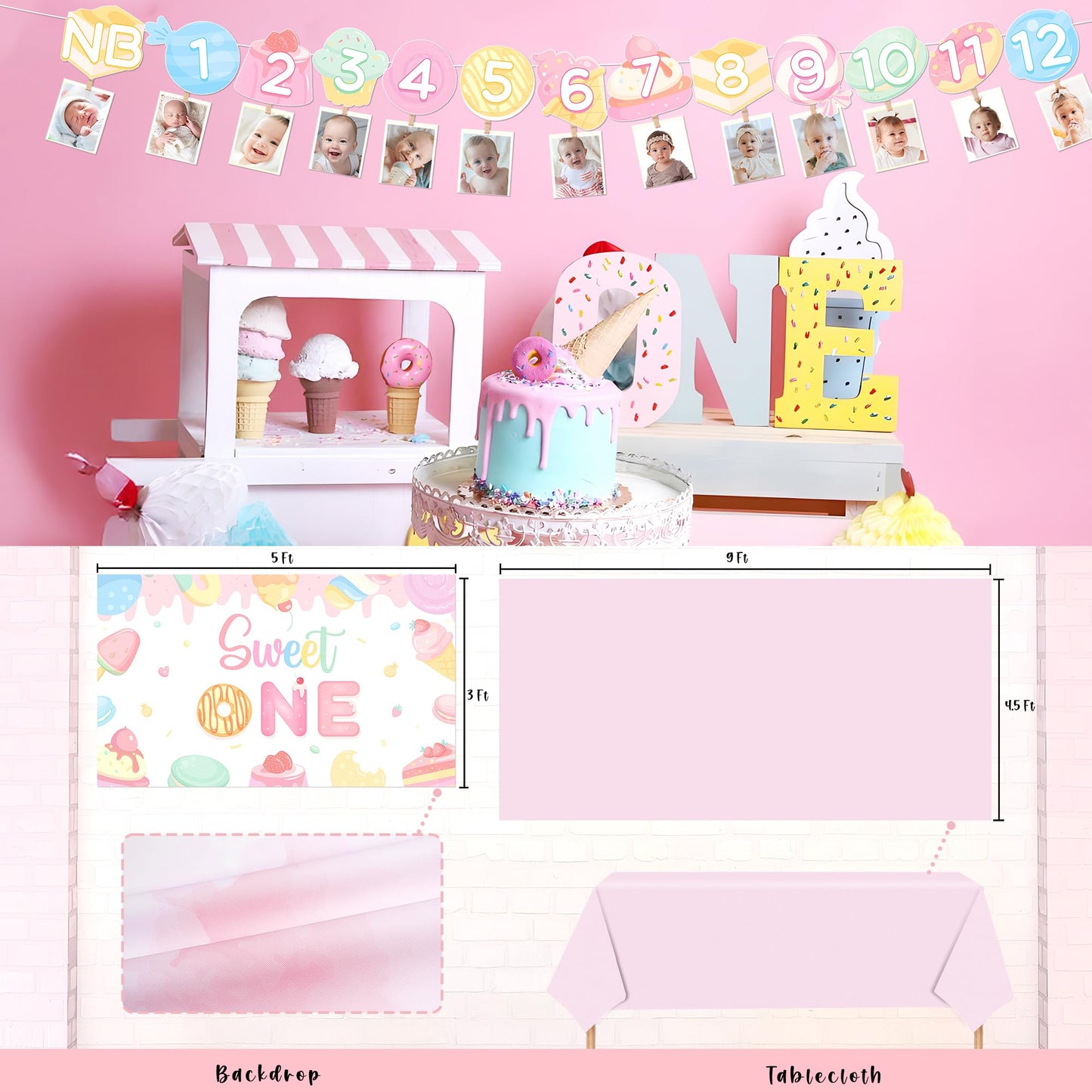 Kriyokiaa Sweet One Birthday Decorations Kit for Girls – 150 Pcs Party Set