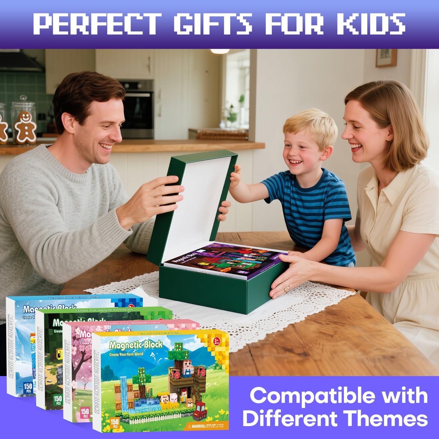 Kryzomat 150PCS Magnetic Blocks – Magnetic Building Tiles for Kids 3+