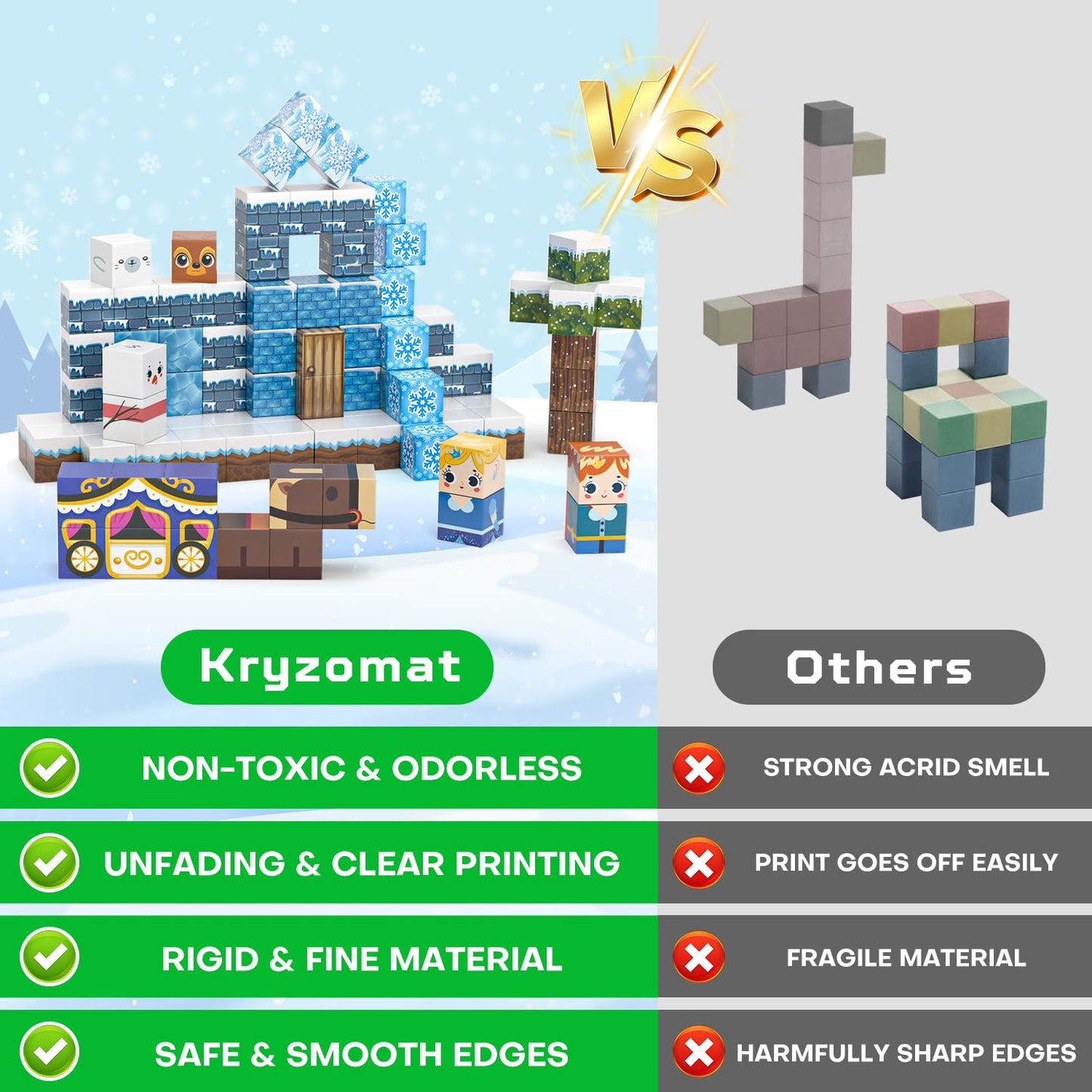 Kryzomat 100PCS Magnetic Blocks – Ice-Themed Castle Set for Kids 3-8