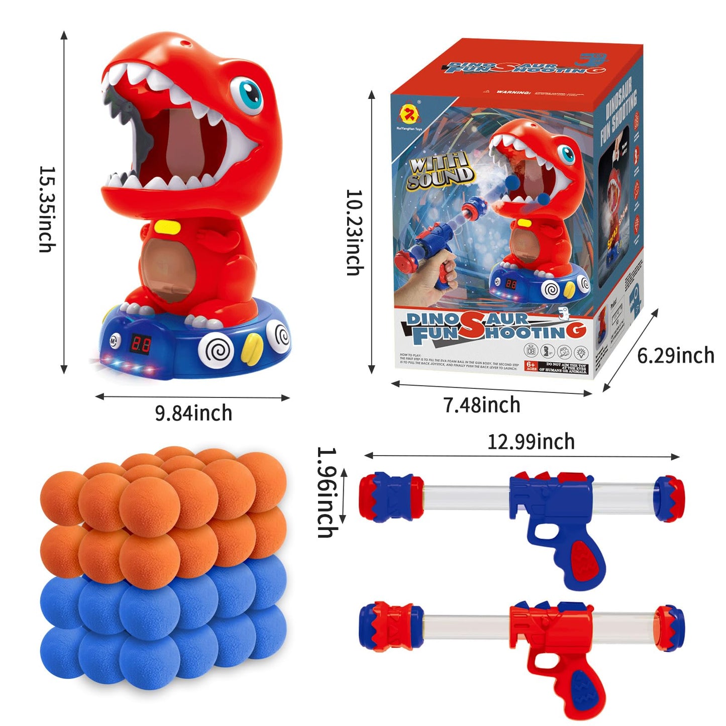 Kssvzz Movable Dinosaur Shooting Toy for Kids 4-8 – Score, Mist, Light & Sound
