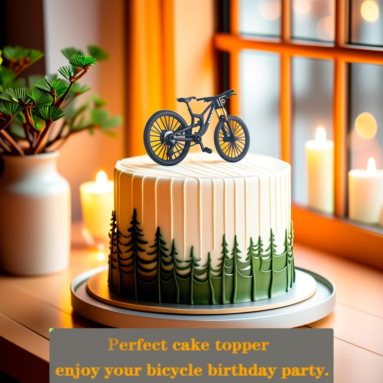 Kuasting 1:8 Scale Mountain Bike Model Die-Cast — Desk Decor, Cake Topper (Black)