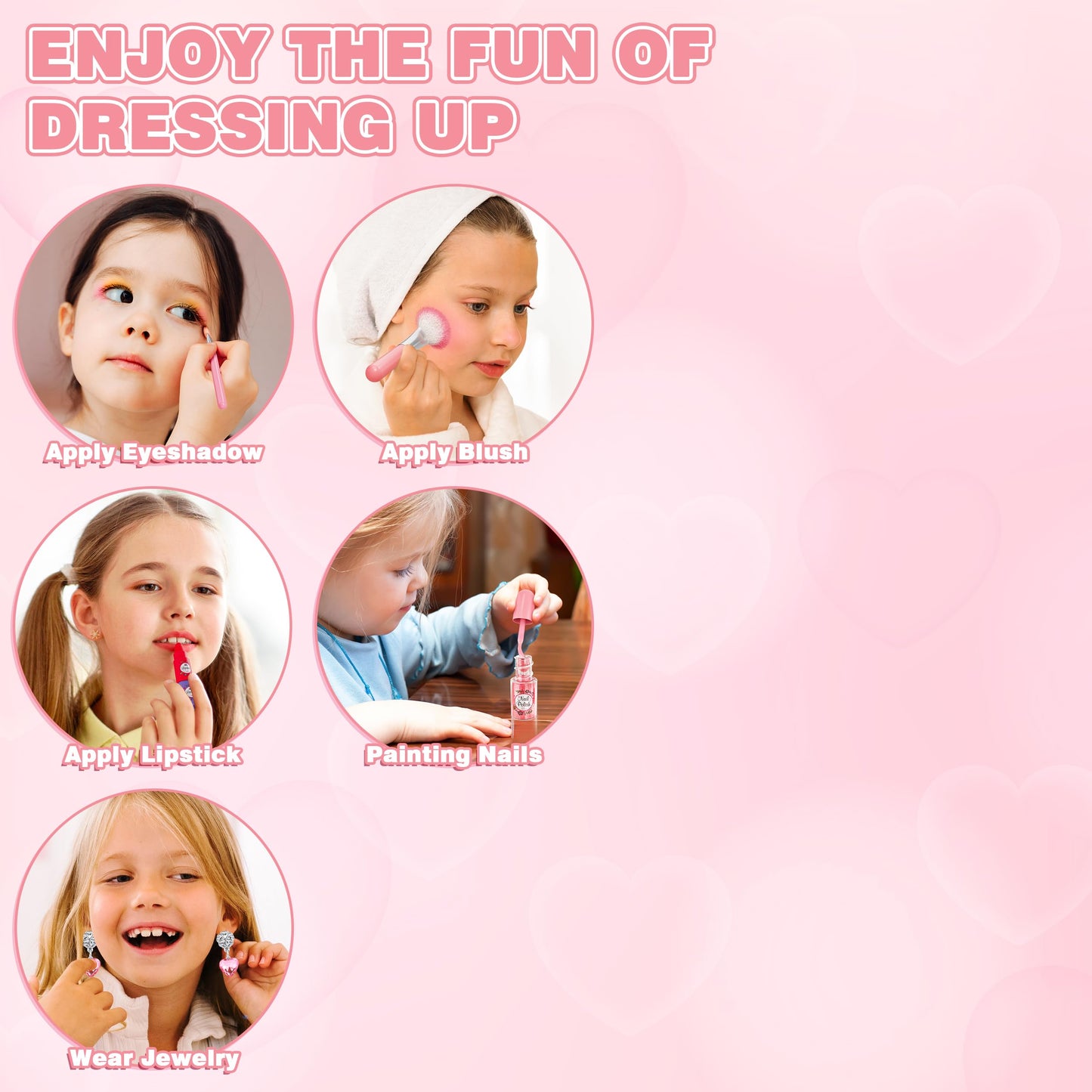 Kuovei 99 Pcs Kids Makeup Kit for Girls – Complete Washable Princess Set with Mirror & Accessories