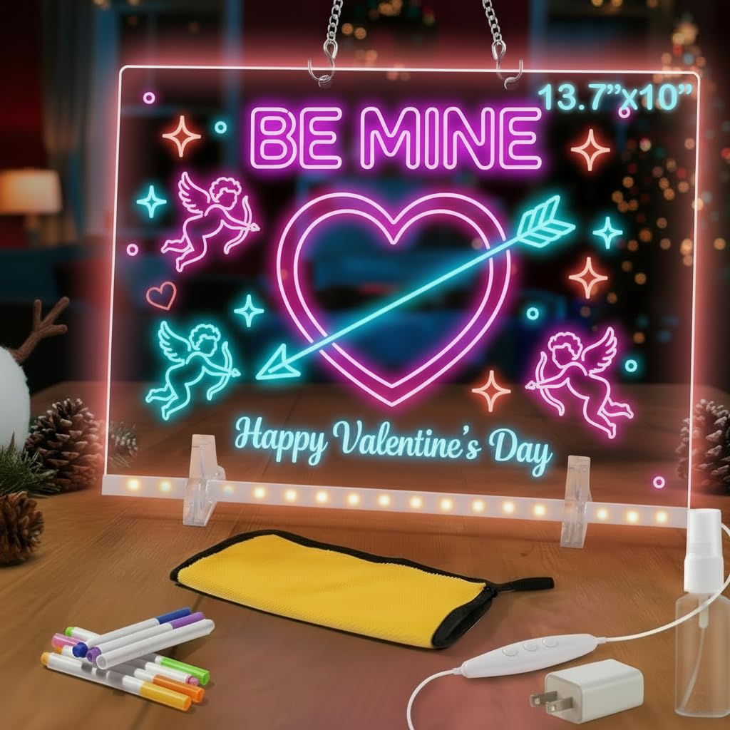 Kyclums Lumiboard LED Drawing Board – 7-Color Light-Up Dry Erase (13.7”x10”)