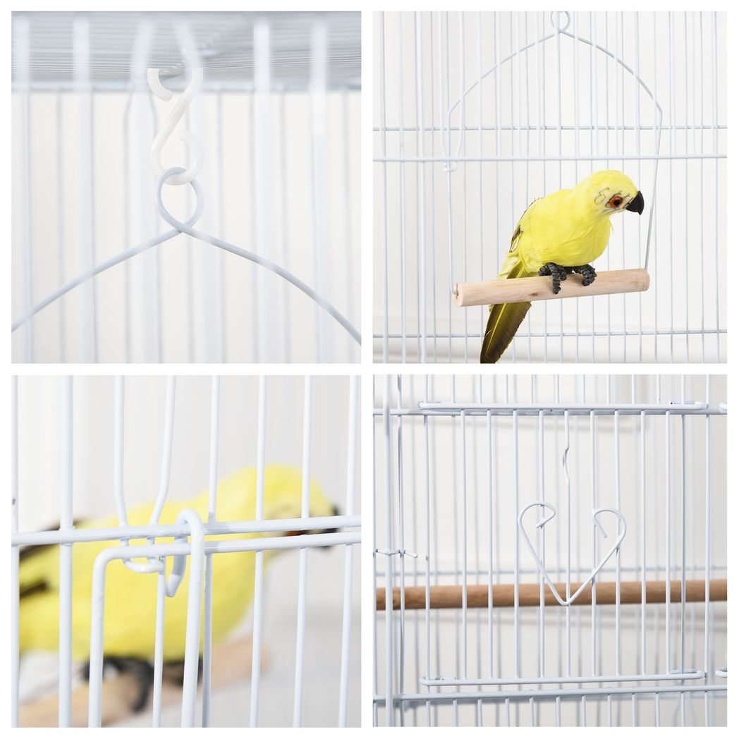 PawHut Bird Cage with Stand, Perches, Food Bowls, Swing