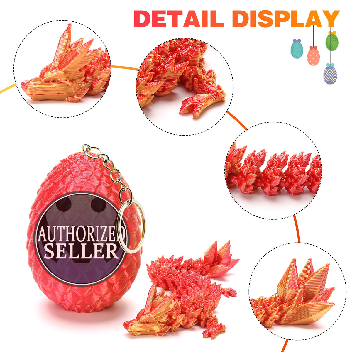 KZPPZ 4-Pack 3D Printed Dragon Eggs with Dragon Inside – Easter Toys